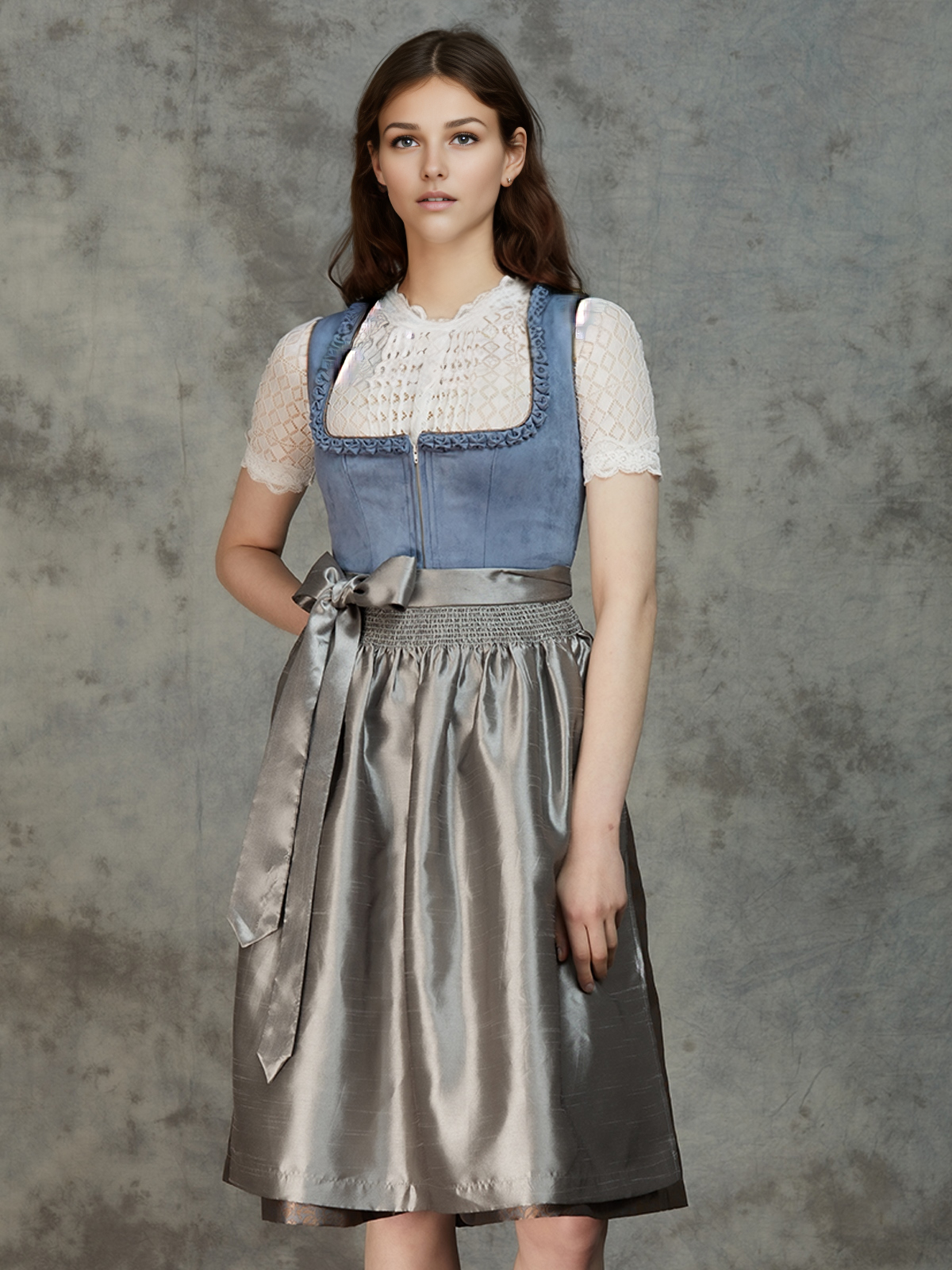 Dirndl mit Knopfleiste in Blau
