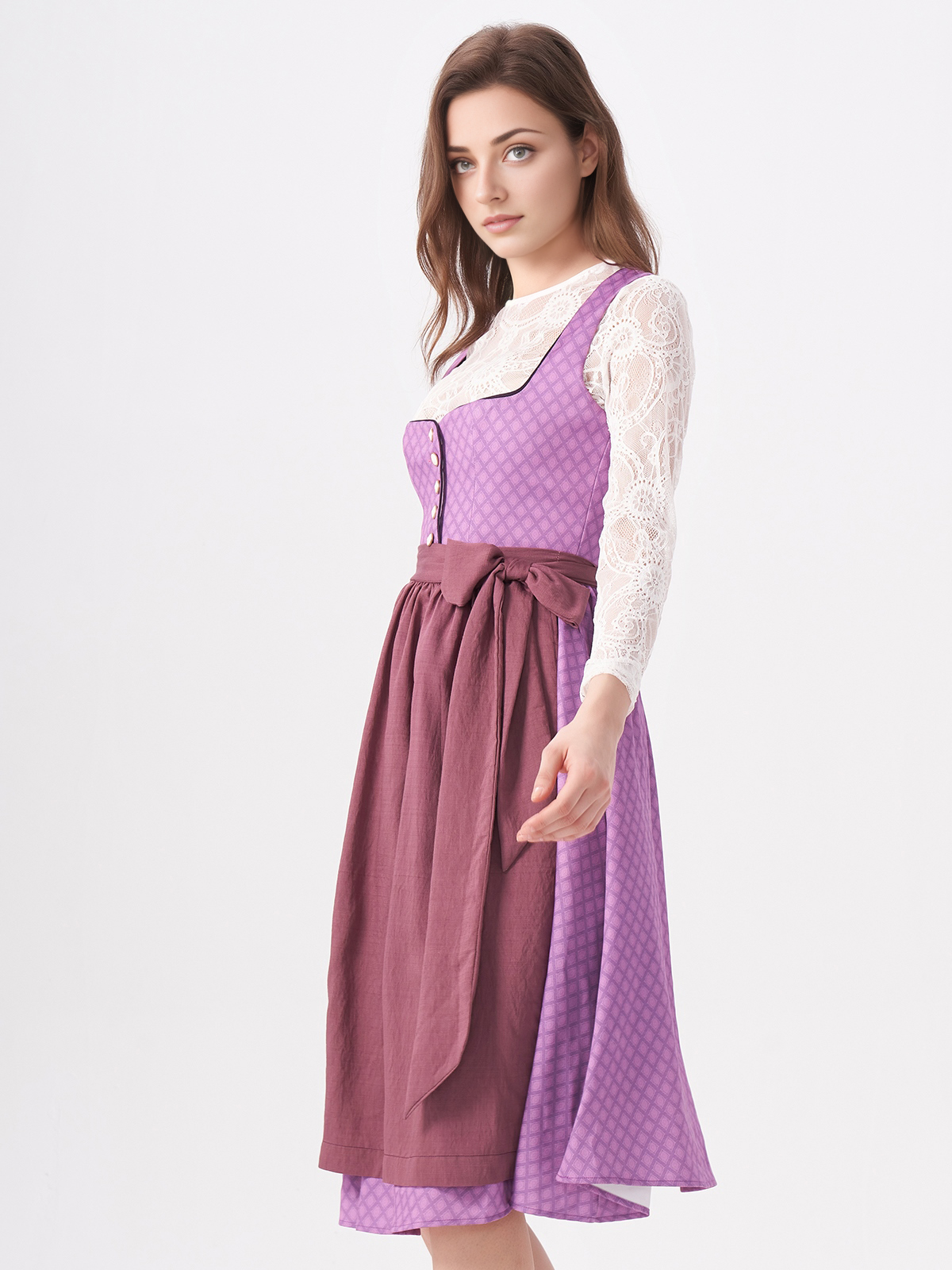Dirndl Floral in Lila mit Blumenmuster